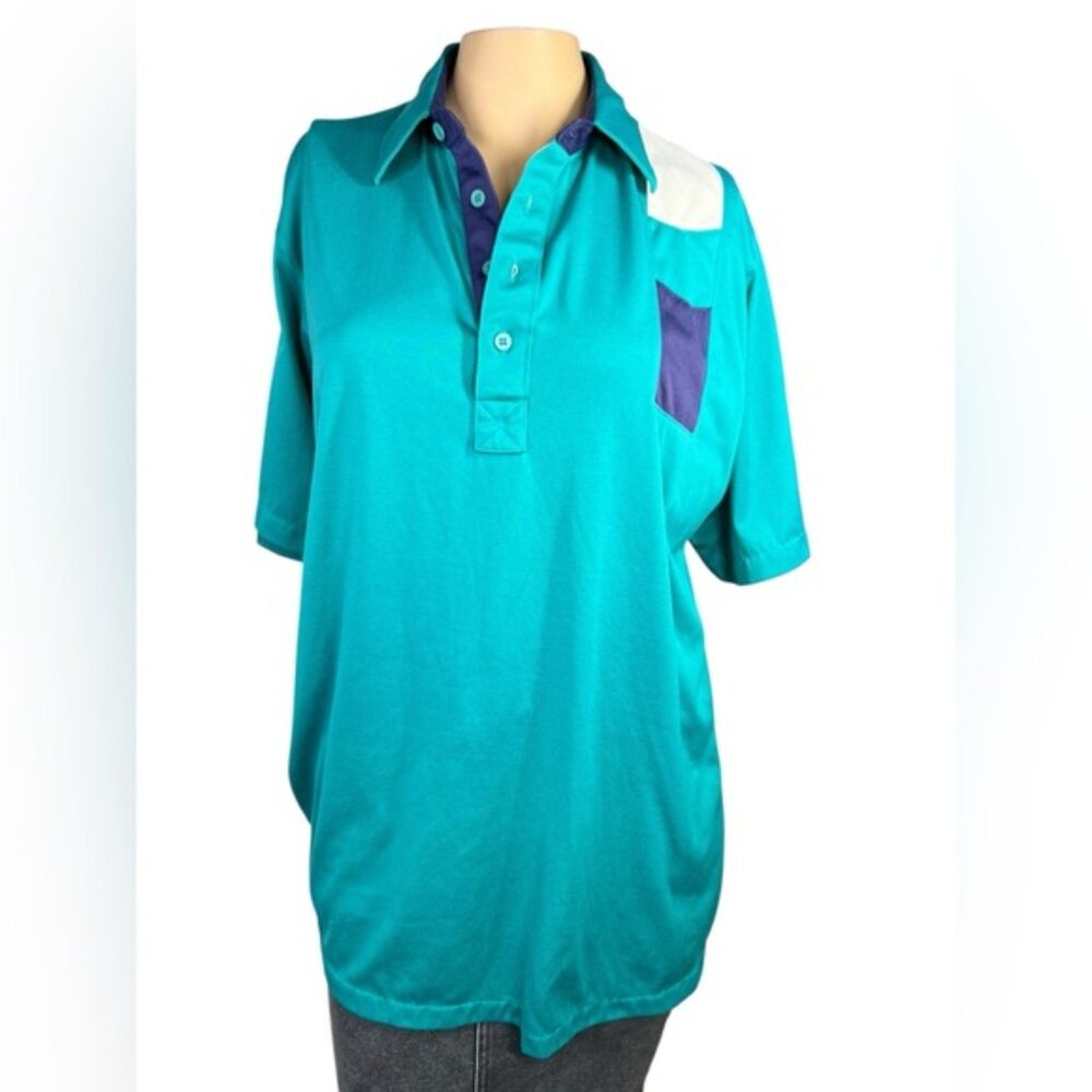 Vintage 90s Royale-Air Colorblock Polo Shirt Size Large